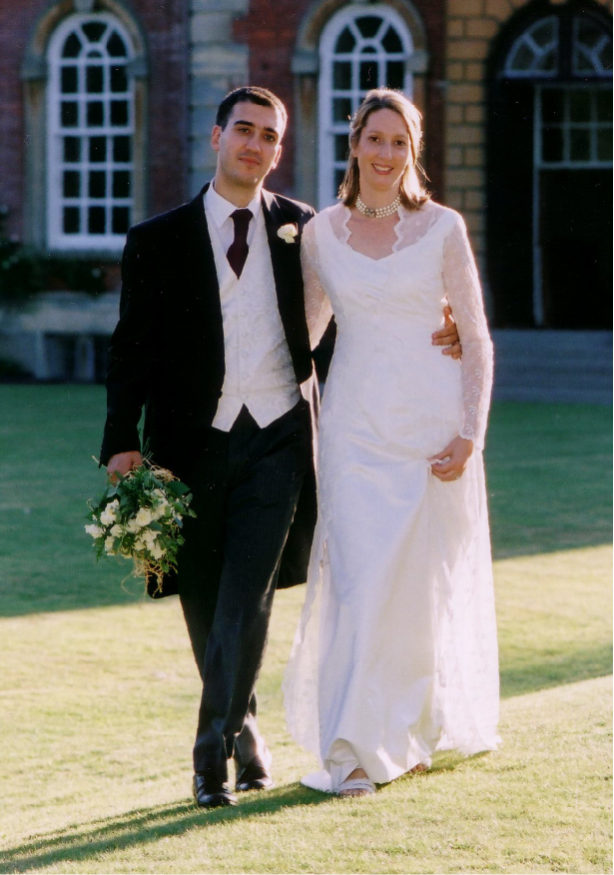 Ivory silk duchess satin dress