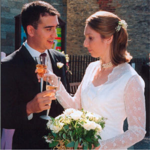 Ivory silk wedding dress by seamstress Oxfordshire