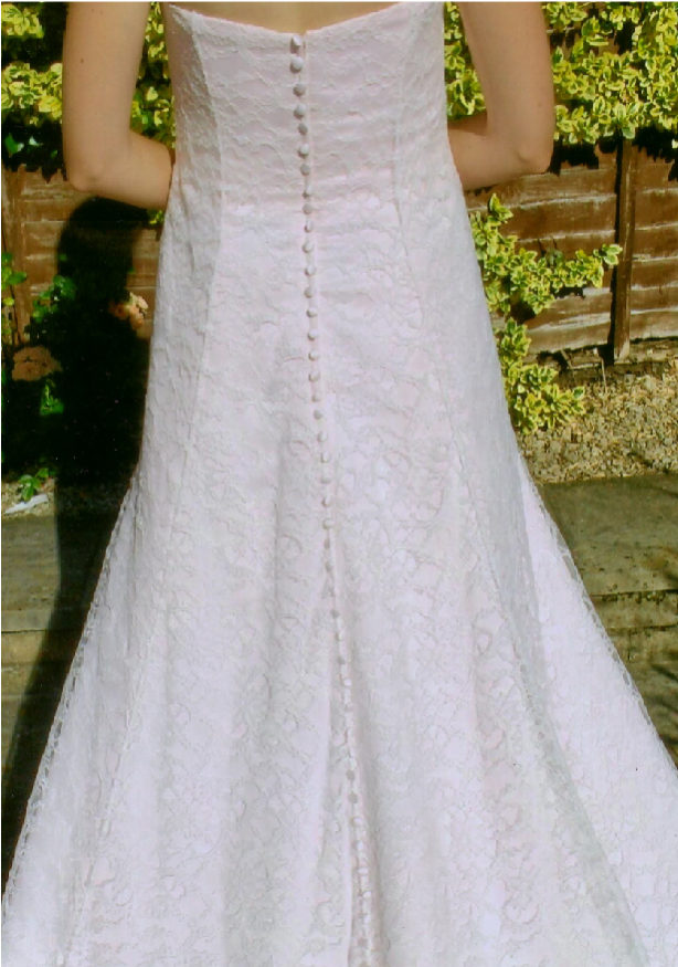 Bonded, strapless handmade wedding dress